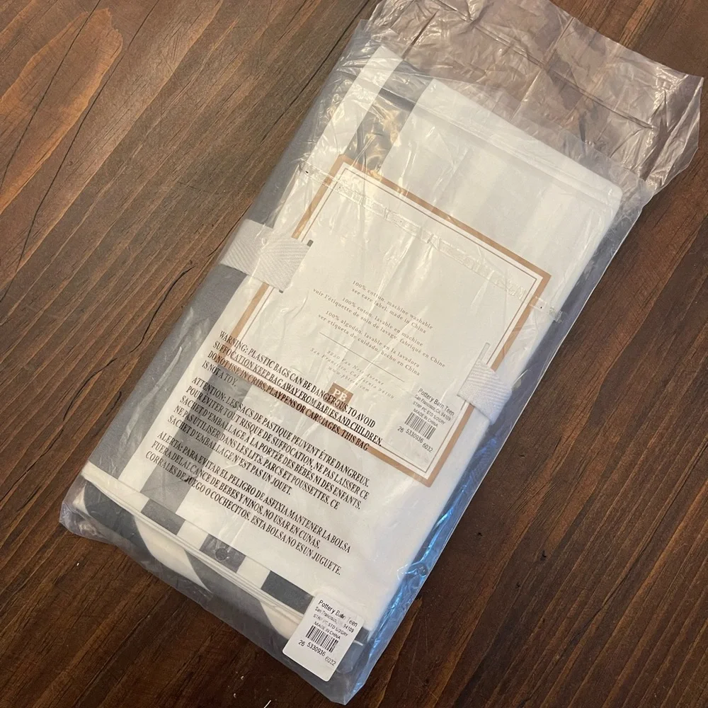 Pottery Barn Teen Grey Striped Standard Organic Pillow Cases New In Package - Picture 4 of 4